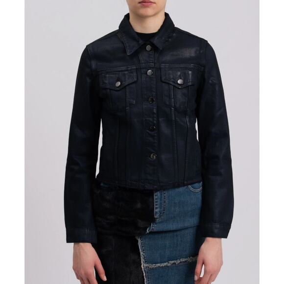 J Brand Slim Denim Jacket Medium Faith Dark Wash Coated Denim JB000897 - Picture 1 of 13